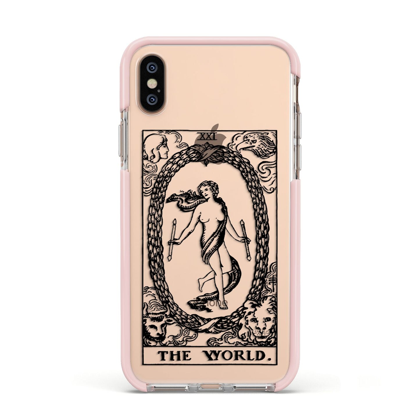 The World Monochrome Apple iPhone Xs Impact Case Pink Edge on Gold Phone