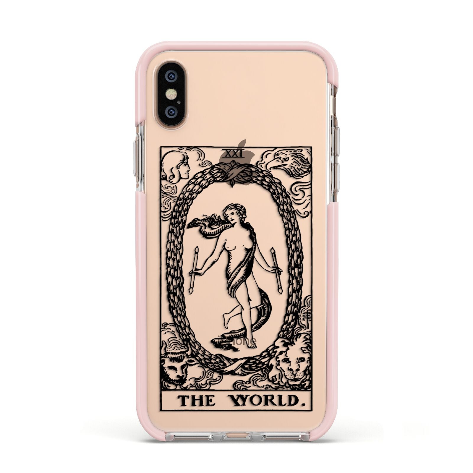 The World Monochrome Apple iPhone Xs Impact Case Pink Edge on Gold Phone