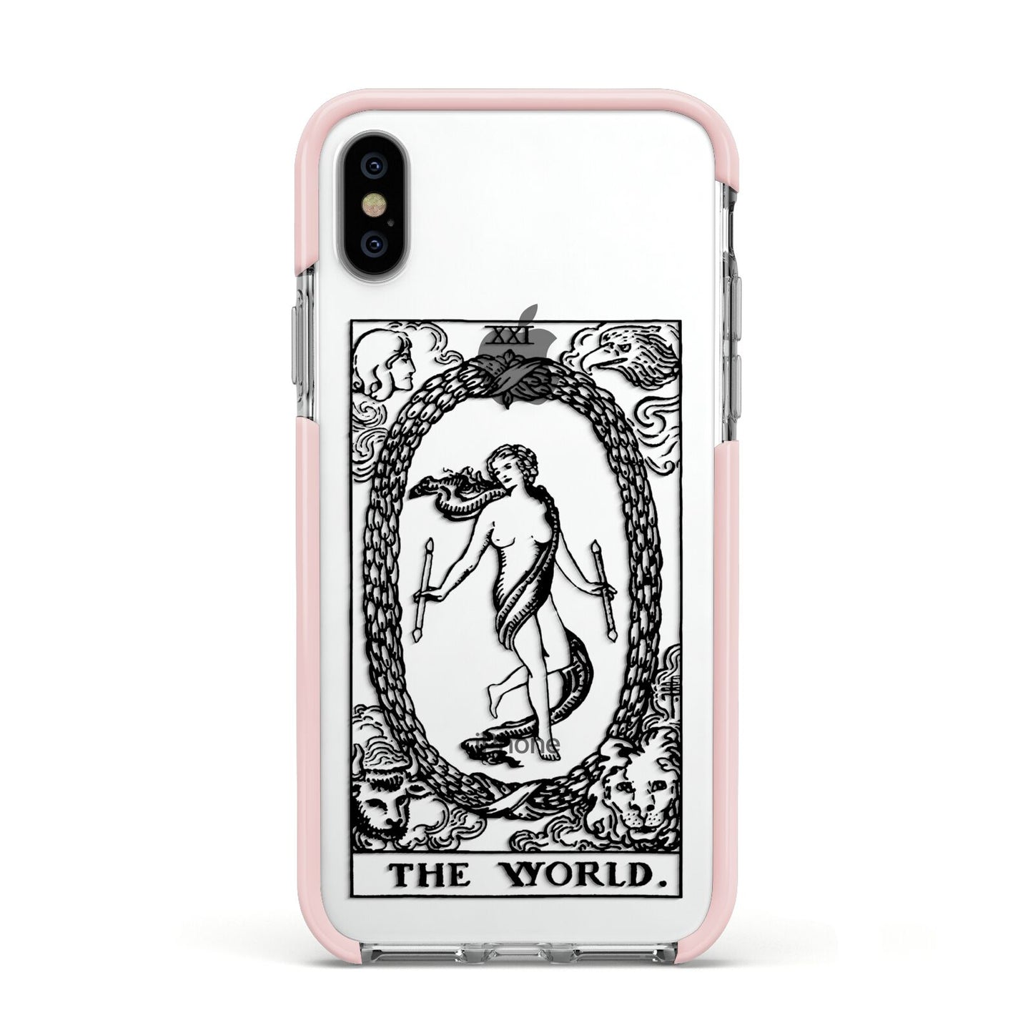 The World Monochrome Apple iPhone Xs Impact Case Pink Edge on Silver Phone