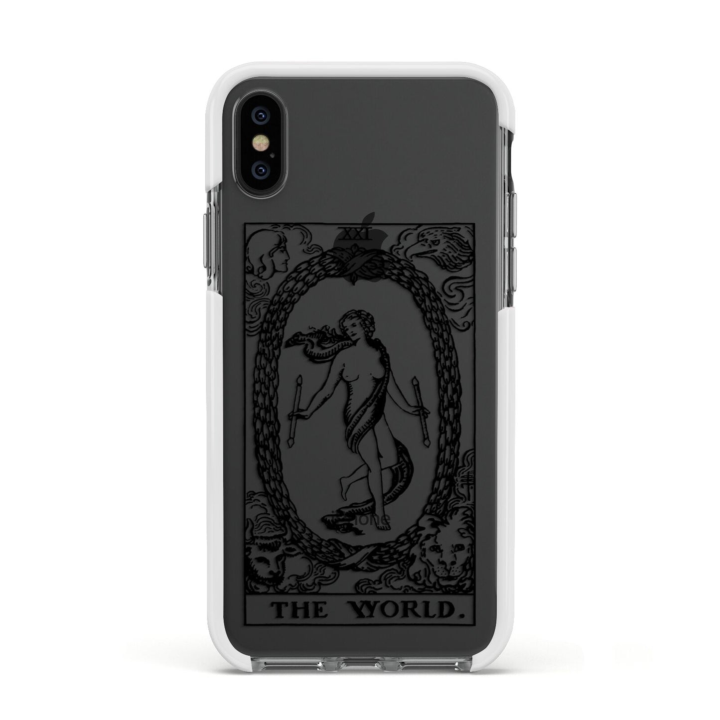 The World Monochrome Apple iPhone Xs Impact Case White Edge on Black Phone