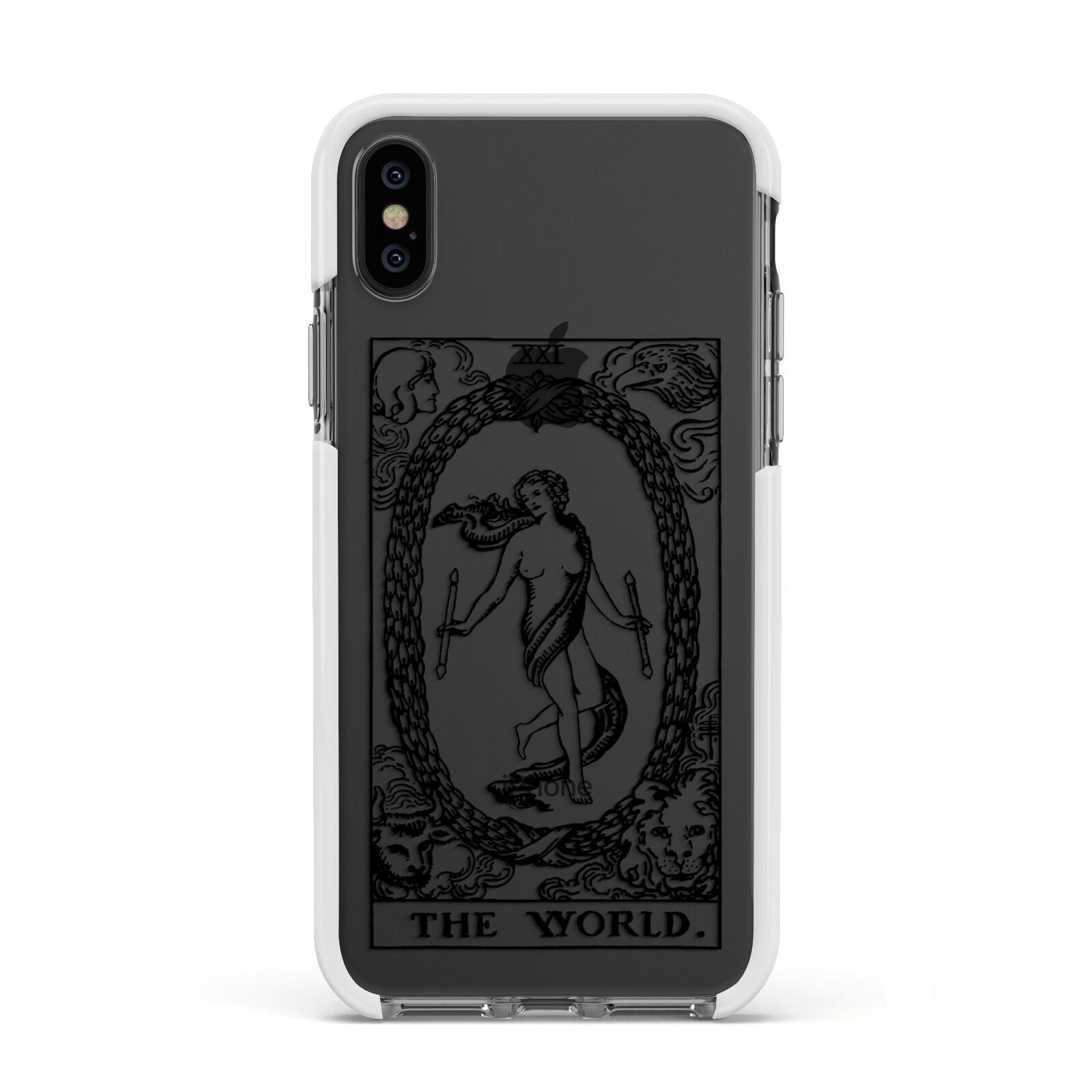 The World Monochrome Apple iPhone Xs Impact Case White Edge on Black Phone