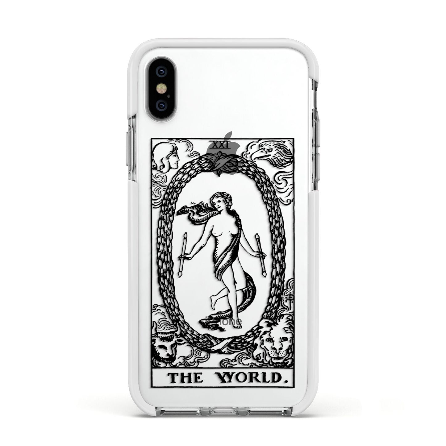 The World Monochrome Apple iPhone Xs Impact Case White Edge on Silver Phone