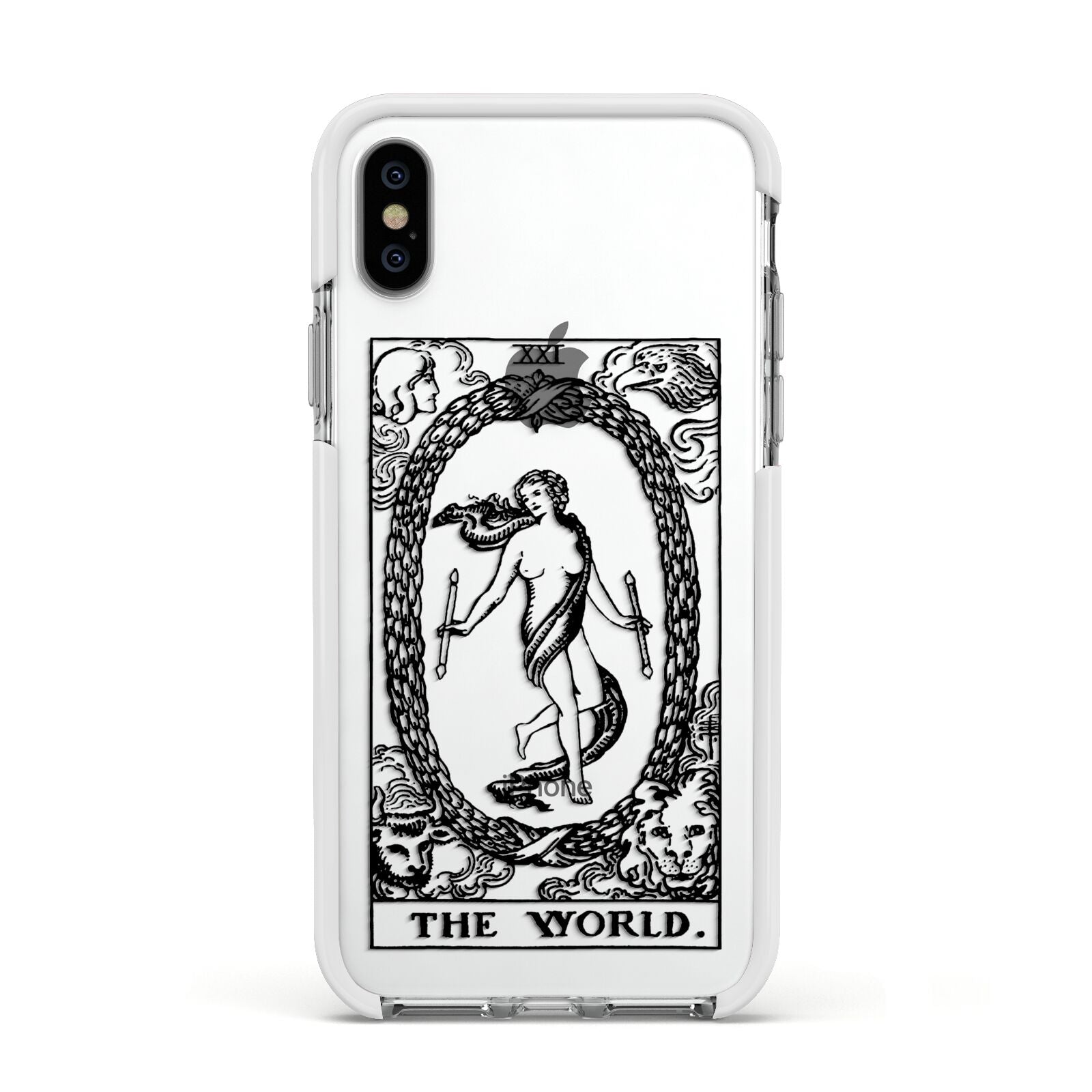 The World Monochrome Apple iPhone Xs Impact Case White Edge on Silver Phone