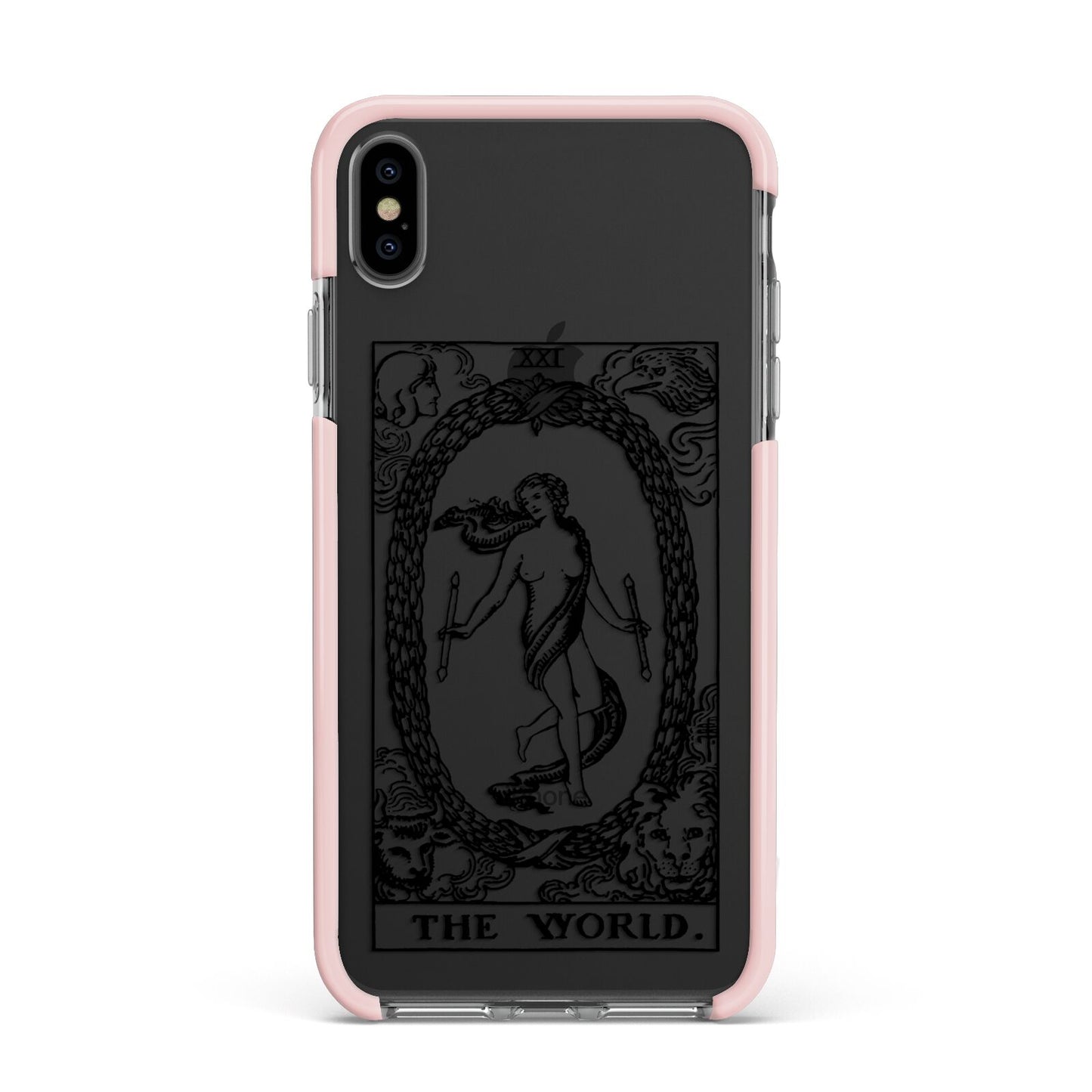 The World Monochrome Apple iPhone Xs Max Impact Case Pink Edge on Black Phone