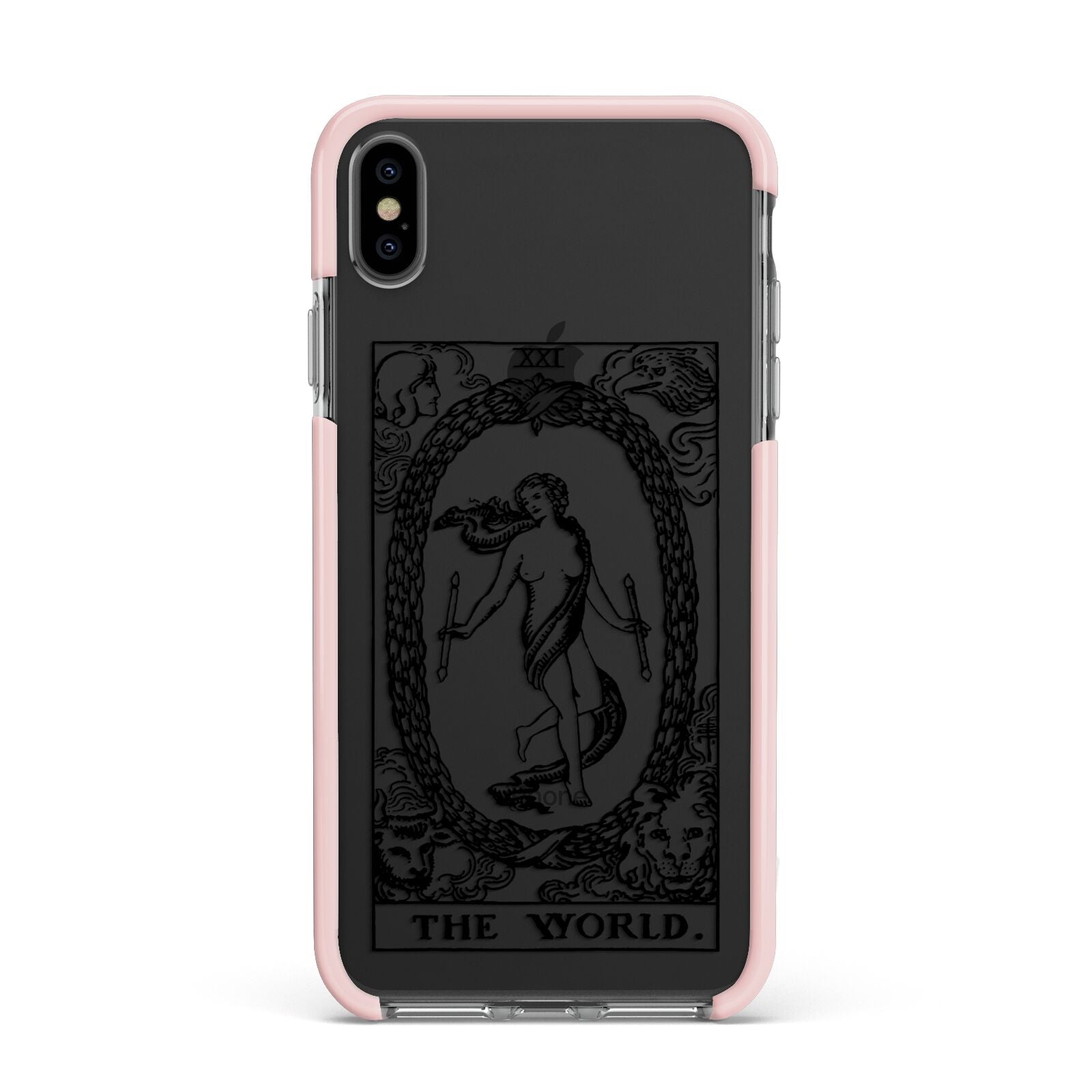 The World Monochrome Apple iPhone Xs Max Impact Case Pink Edge on Black Phone
