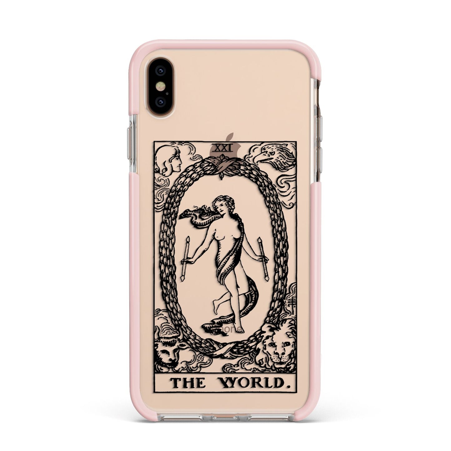 The World Monochrome Apple iPhone Xs Max Impact Case Pink Edge on Gold Phone