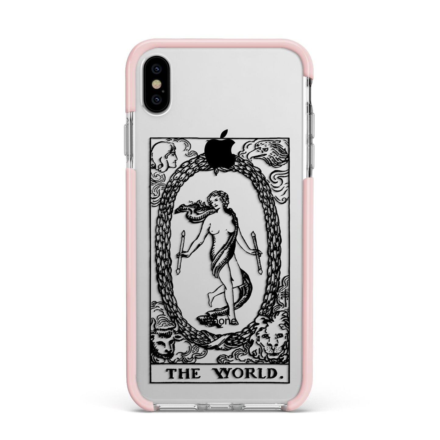 The World Monochrome Apple iPhone Xs Max Impact Case Pink Edge on Silver Phone