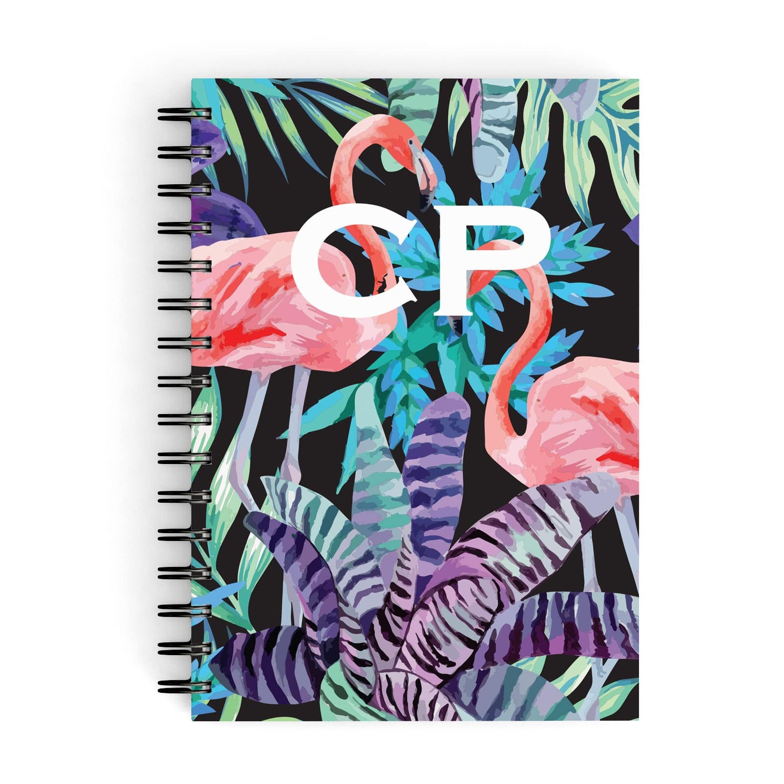 Tropical Leaves & Flamingos A5 Hardcover Notebook
