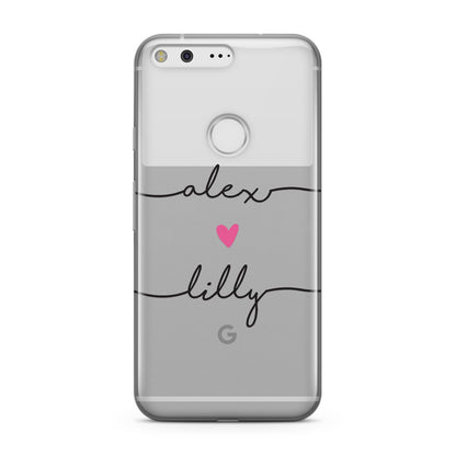 Personalised Two Names For Couples Heart Clear Google Case