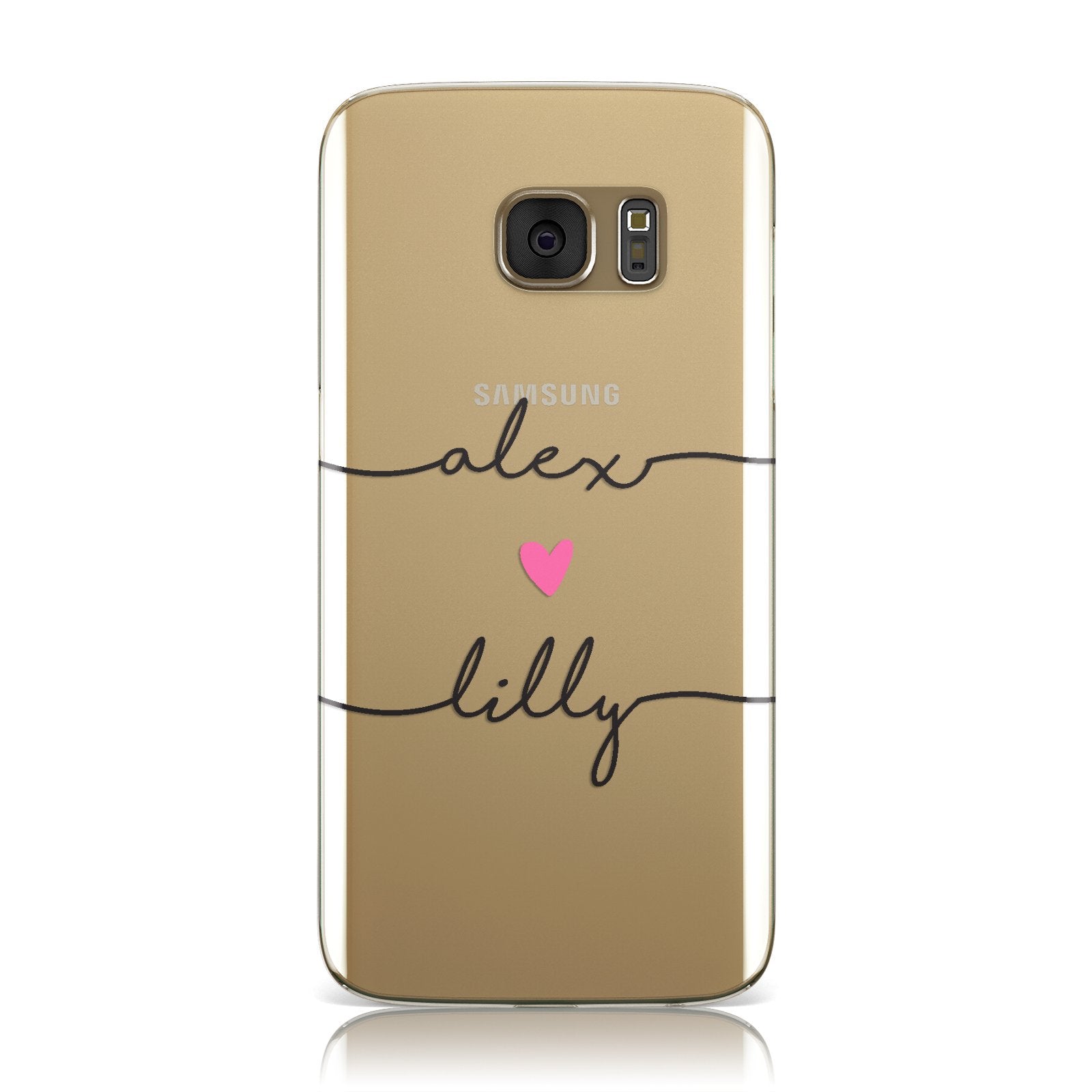 Personalised Two Names For Couples Heart Clear Samsung Galaxy Case