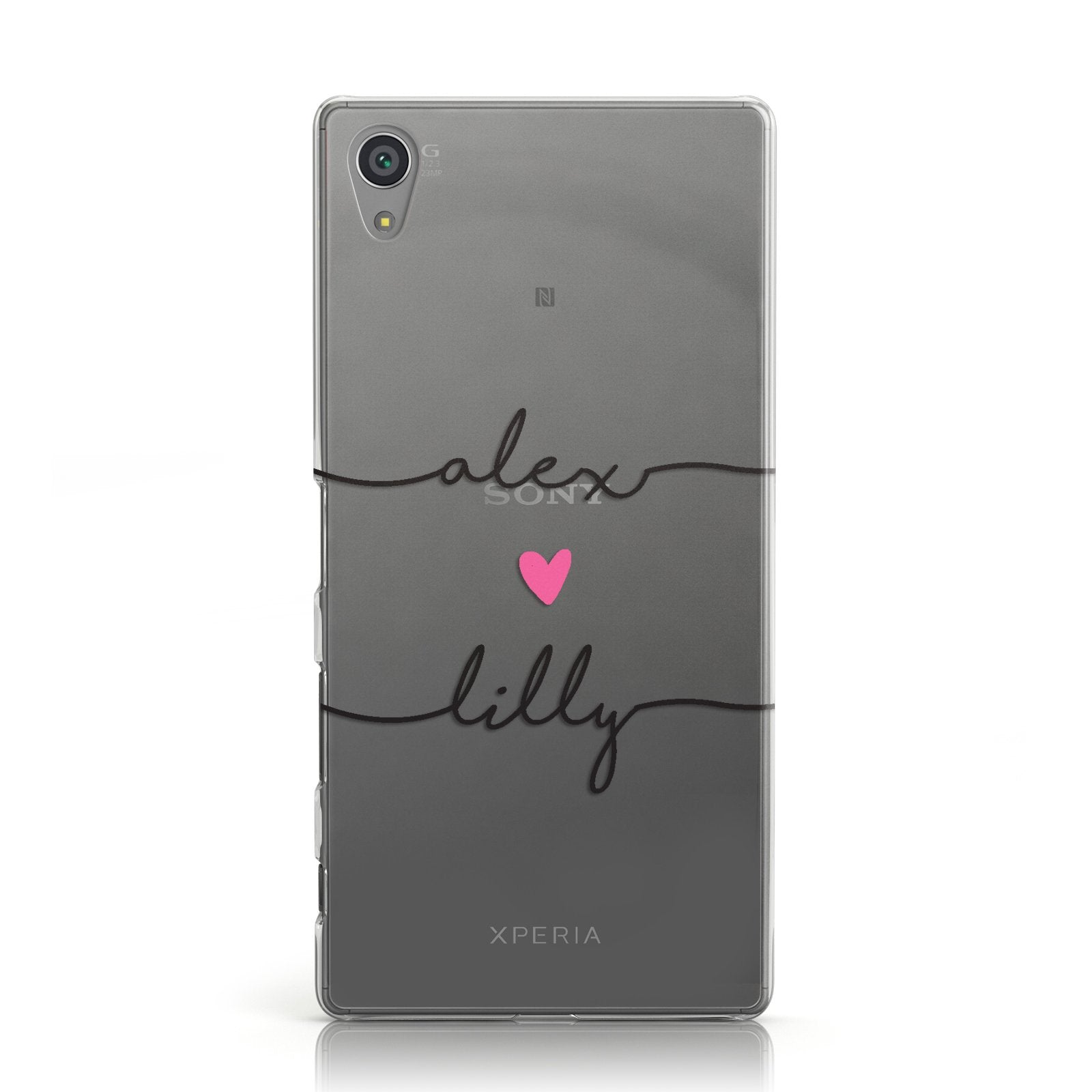 Personalised Two Names For Couples Heart Clear Sony Xperia Case