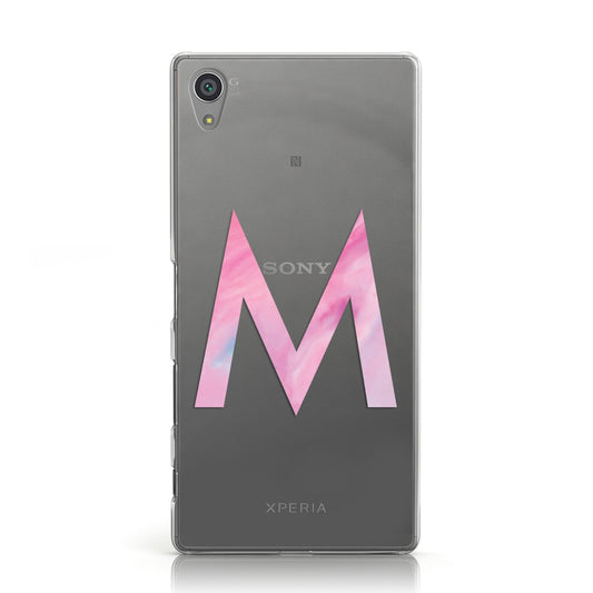 Personalised Unicorn Marble Initial Clear Custom Sony Xperia Case