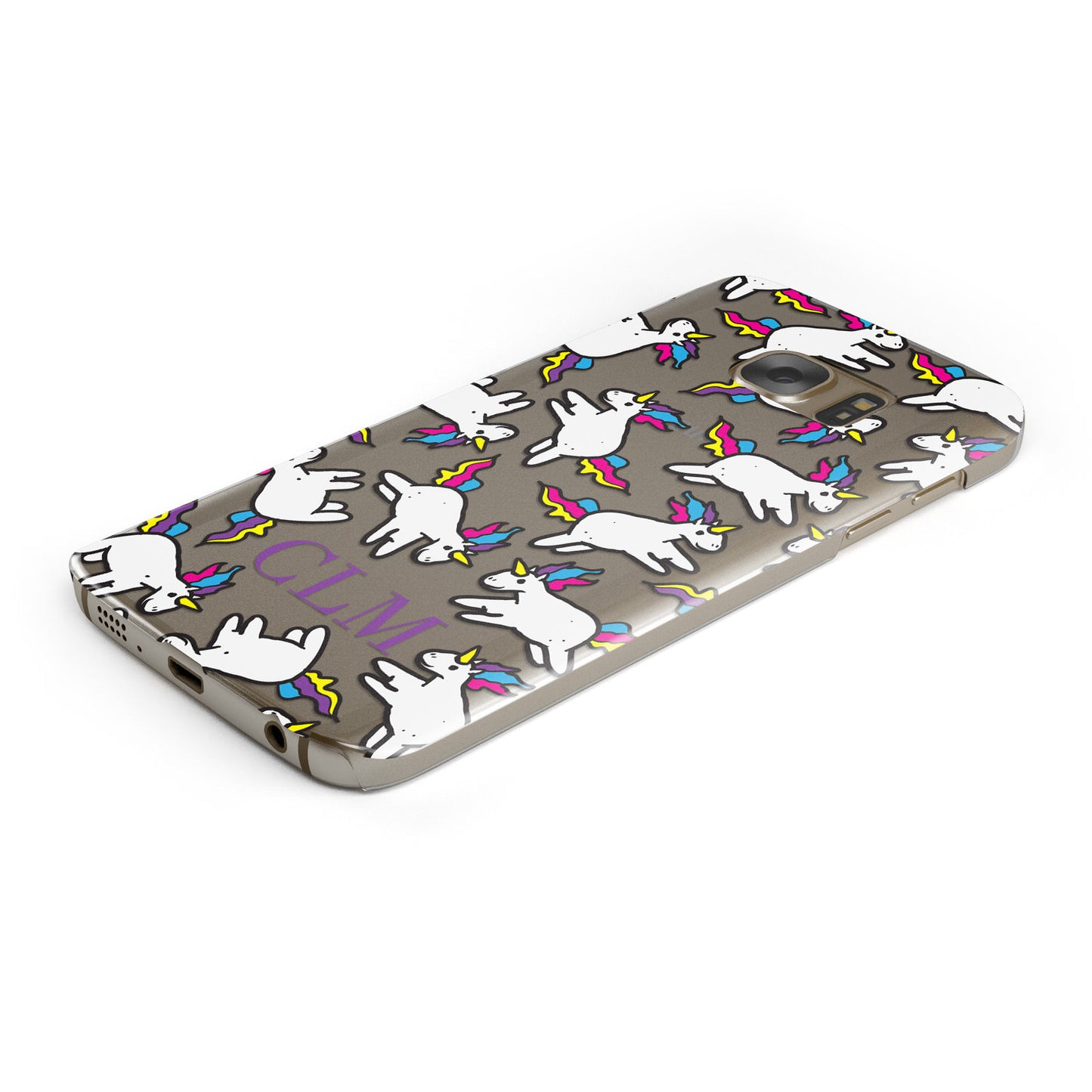 Personalised Unicorn With Initials Samsung Galaxy Case Bottom Cutout
