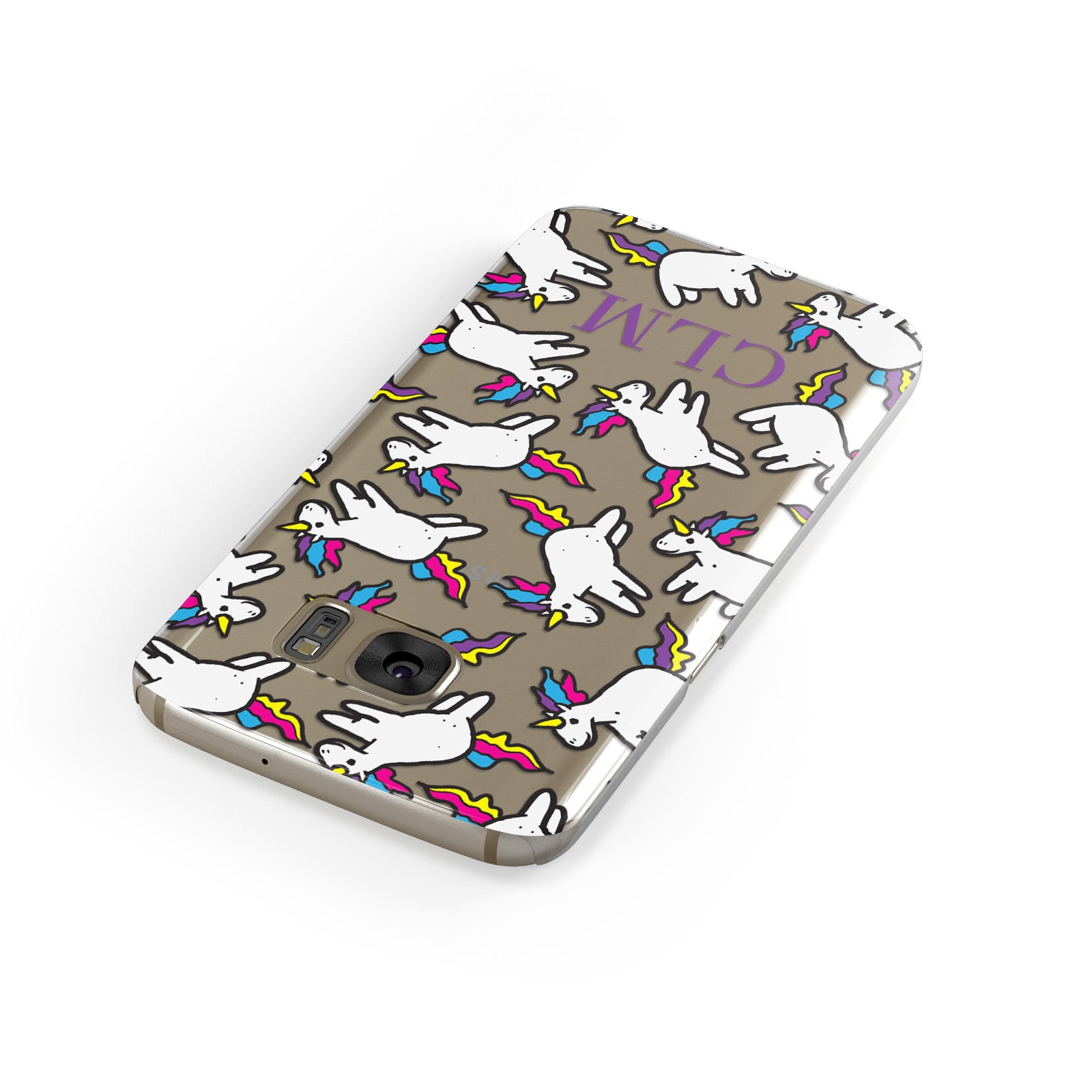 Personalised Unicorn With Initials Samsung Galaxy Case Front Close Up