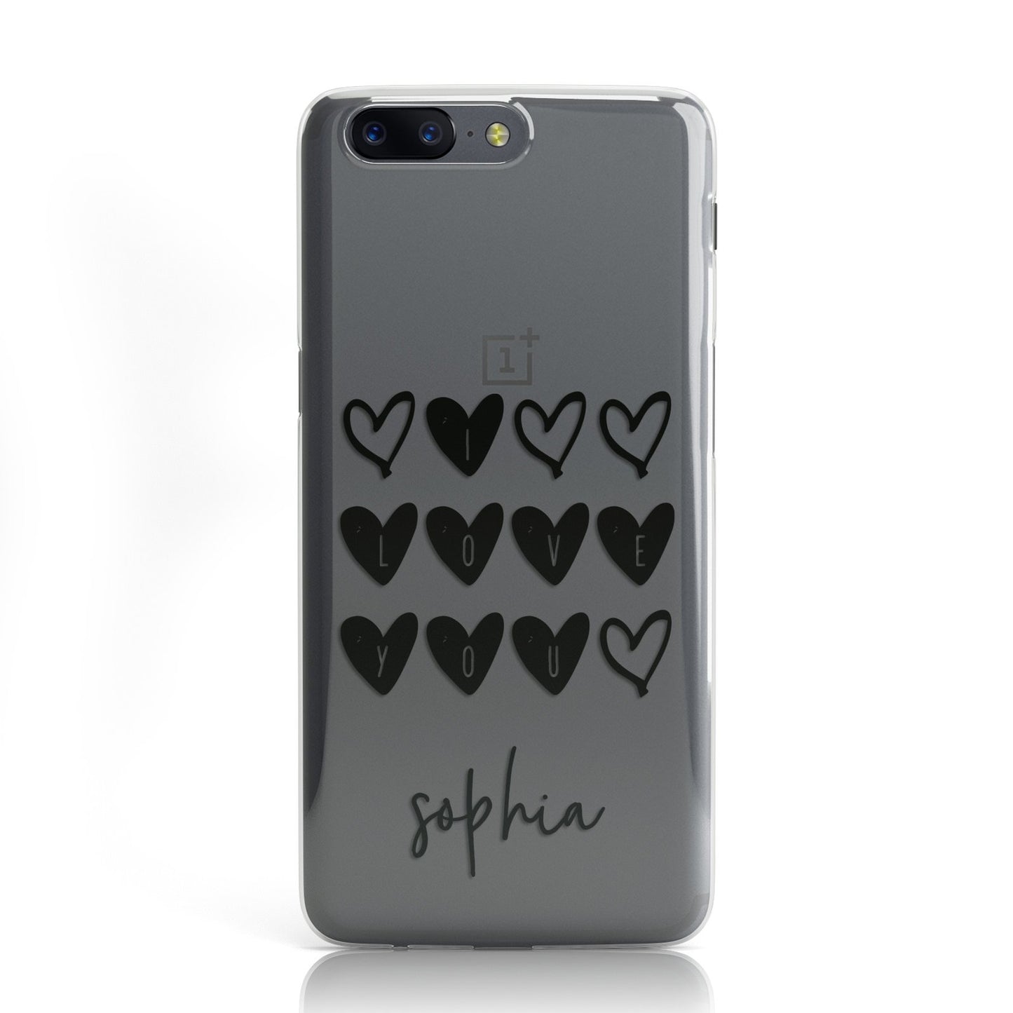 Personalised Valentine Hearts & Name Black Oneplus Case