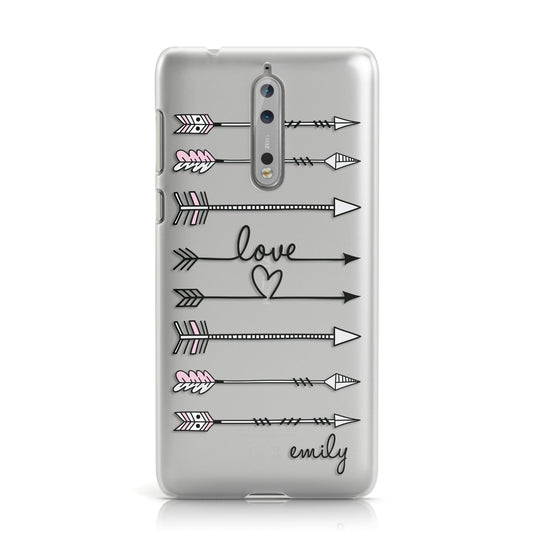 Personalised Valentine Name Clear & Black Nokia Case