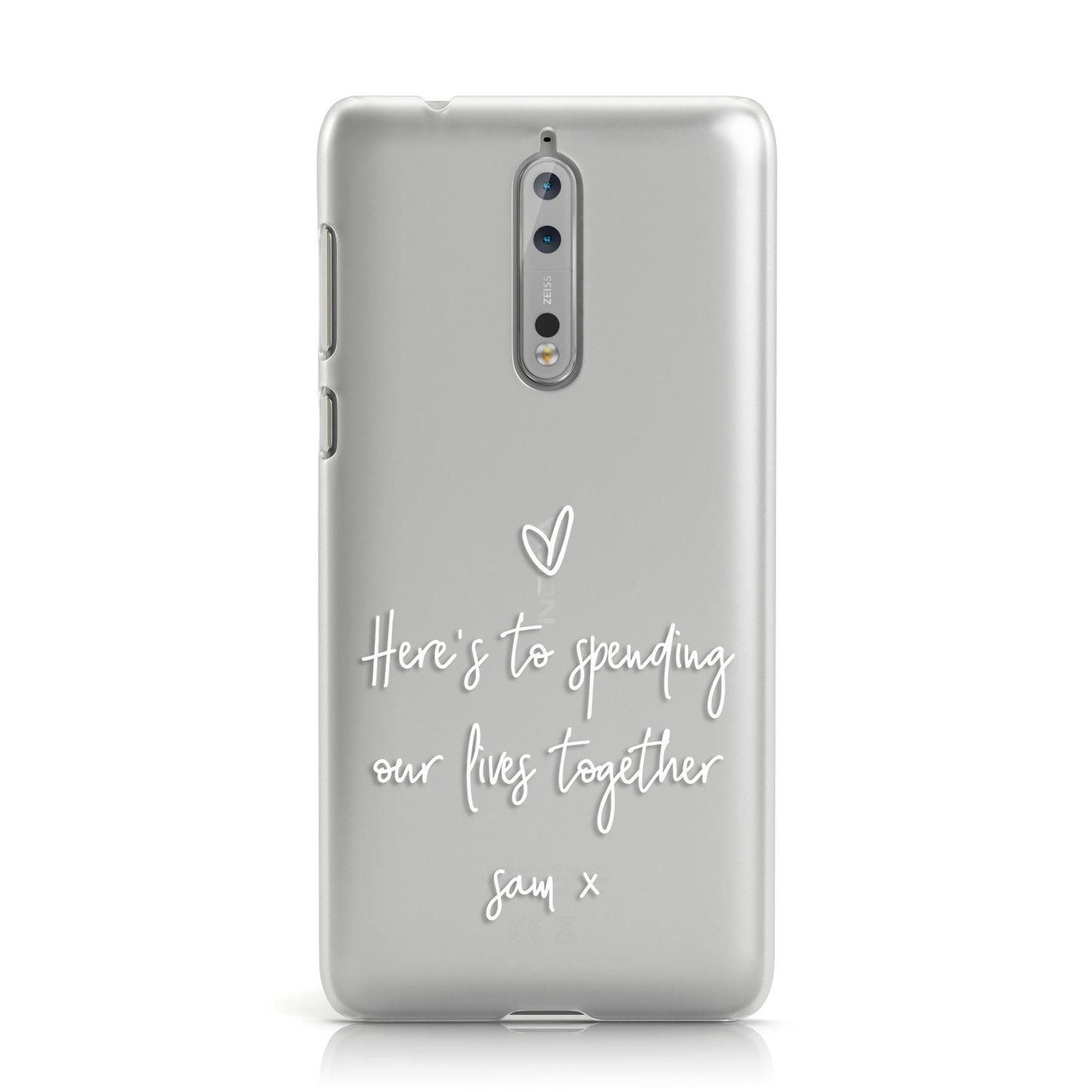 Personalised Valentines Message White Name Transparent Nokia Case