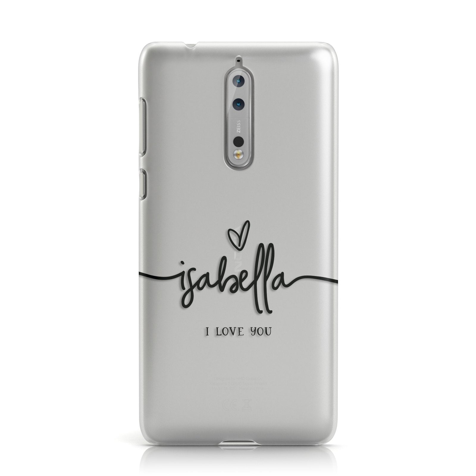 Personalised Valentines Name Clear & Black Nokia Case