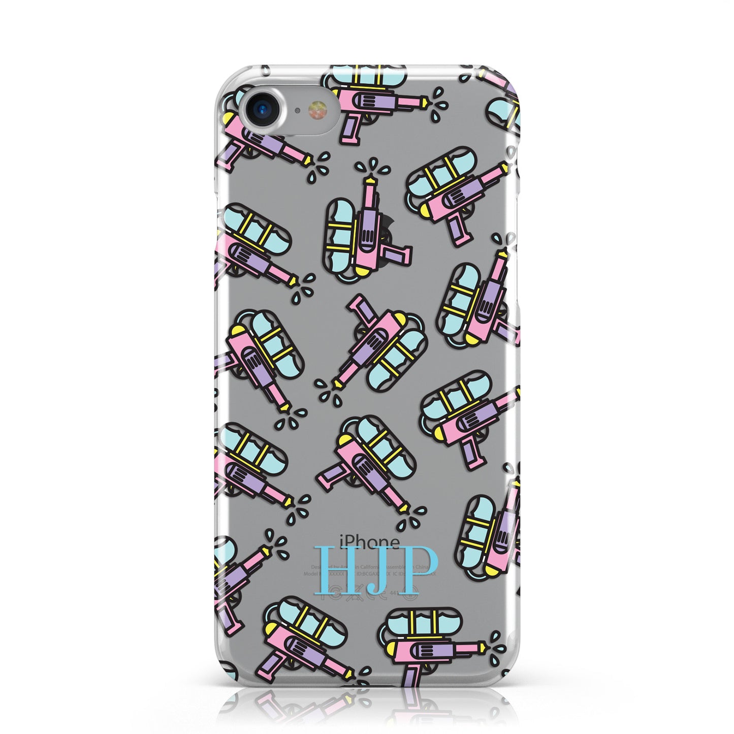 Personalised Water Pistol Initials Clear Apple iPhone Case