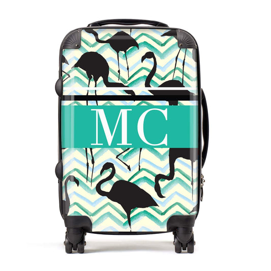 Watercolour Chevron Flamingo Personalised Suitcase