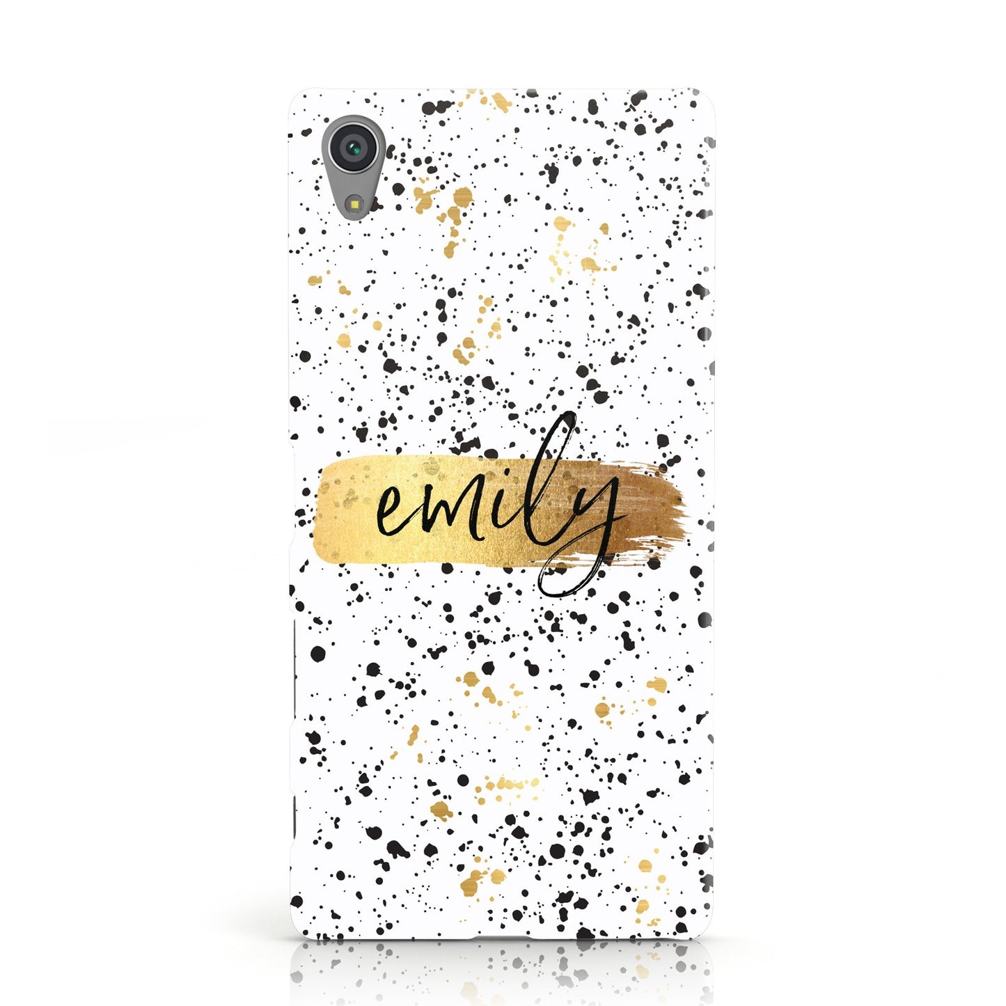 Personalised White & Gold Ink Splat Name Sony Xperia Case