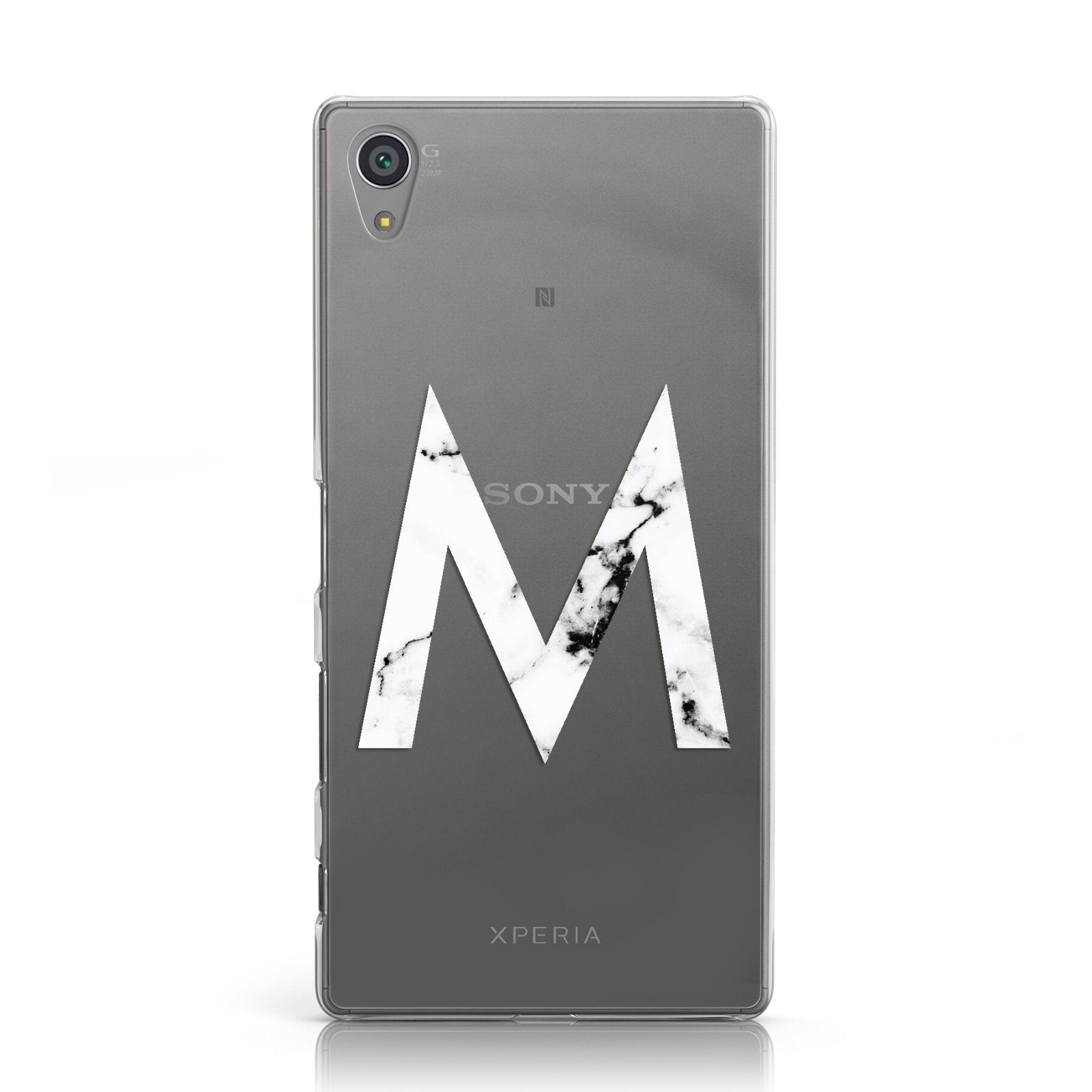 Personalised White Marble Initial Clear Custom Sony Xperia Case