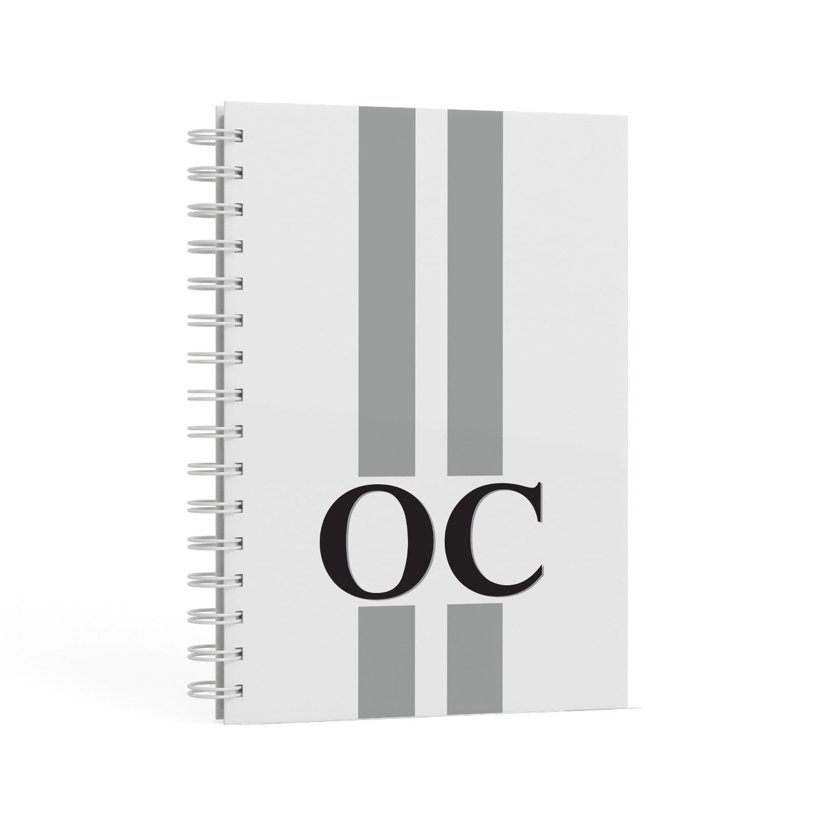 White Personalised Initials A5 Hardcover Notebook Second Side View
