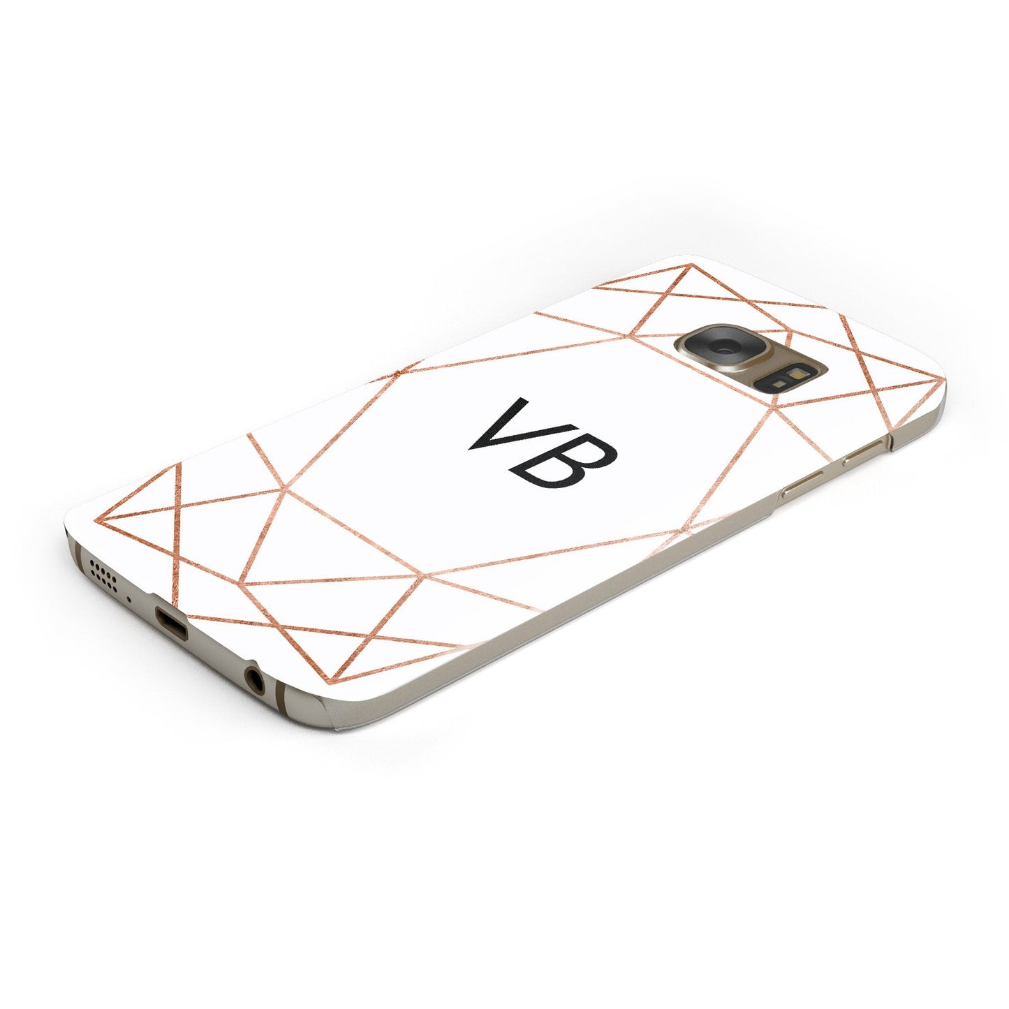 Personalised White Rose Gold Initials Geometric Samsung Galaxy Case Bottom Cutout