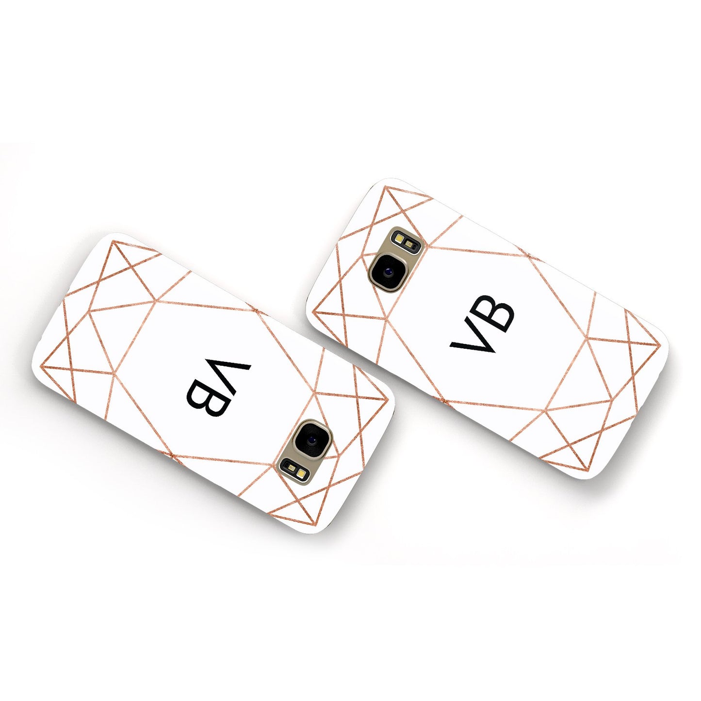 Personalised White Rose Gold Initials Geometric Samsung Galaxy Case Flat Overview