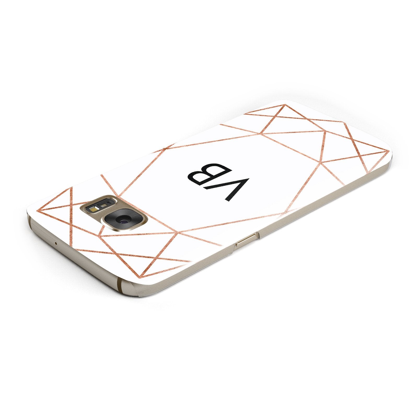 Personalised White Rose Gold Initials Geometric Samsung Galaxy Case Top Cutout