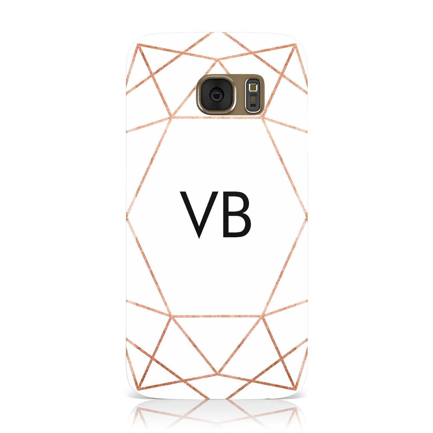 Personalised White Rose Gold Initials Geometric Samsung Galaxy Case