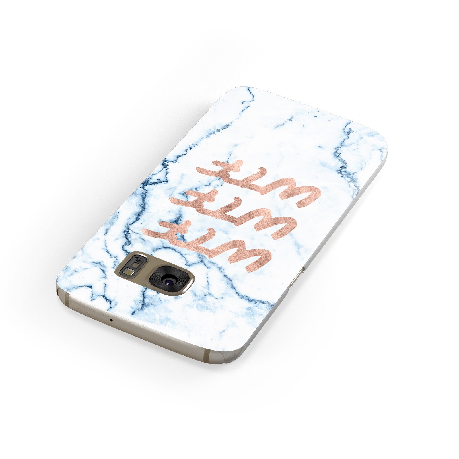 Wtf Rose Gold Blue Marble Effect Samsung Galaxy Case Front Close Up