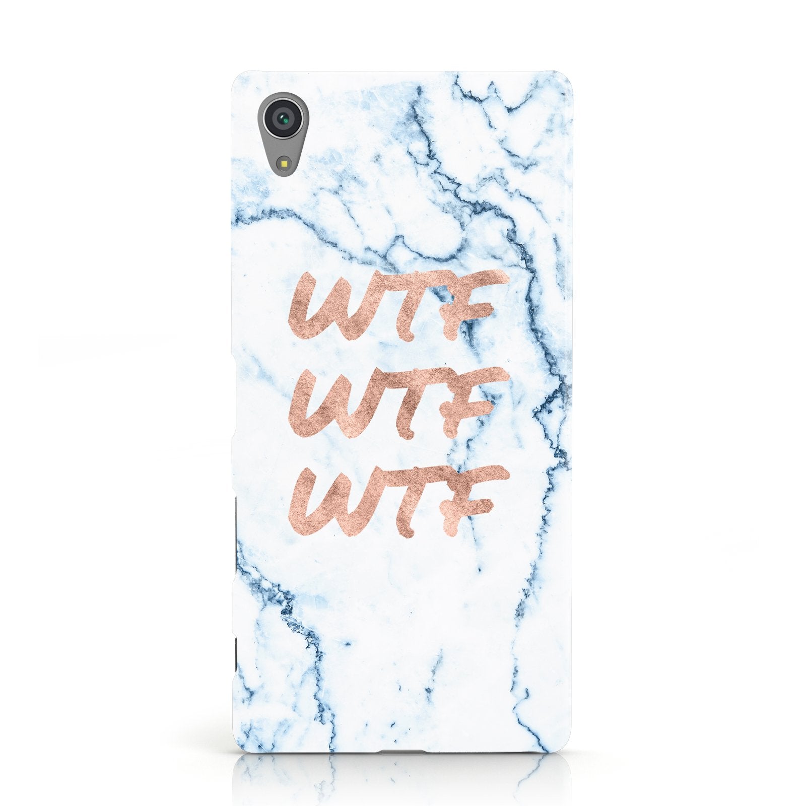 Wtf Rose Gold Blue Marble Effect Sony Xperia Case