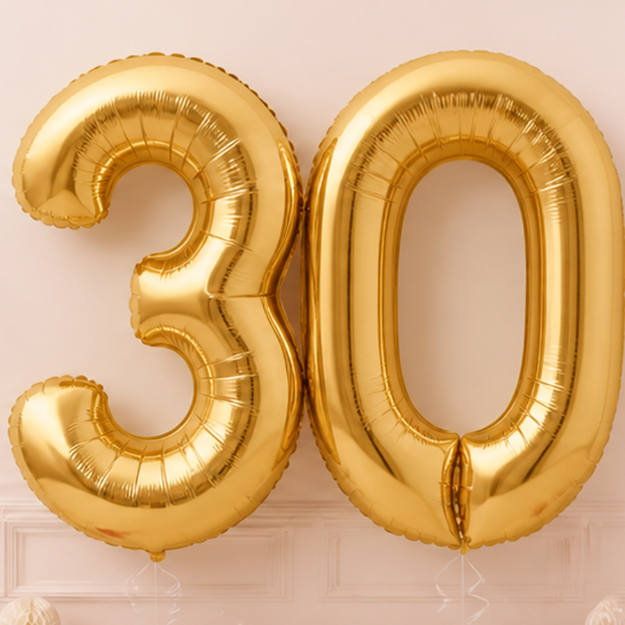 Gold number balloons